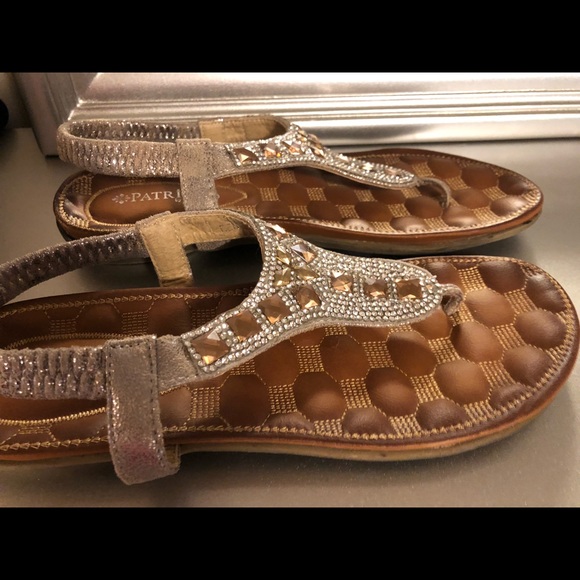 Patrizia Shoes - Leather sandals flat shoes crystals bling Slides
